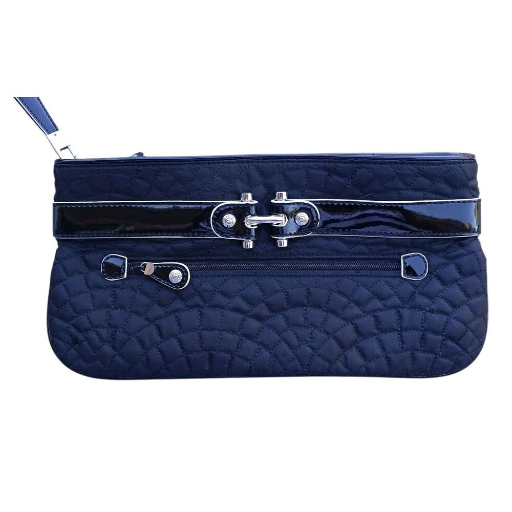 Vera Bradley Meet Me in Paris Bistro Nylon Quilted Wristlet Clutch Black Patent - Picture 2 of 4